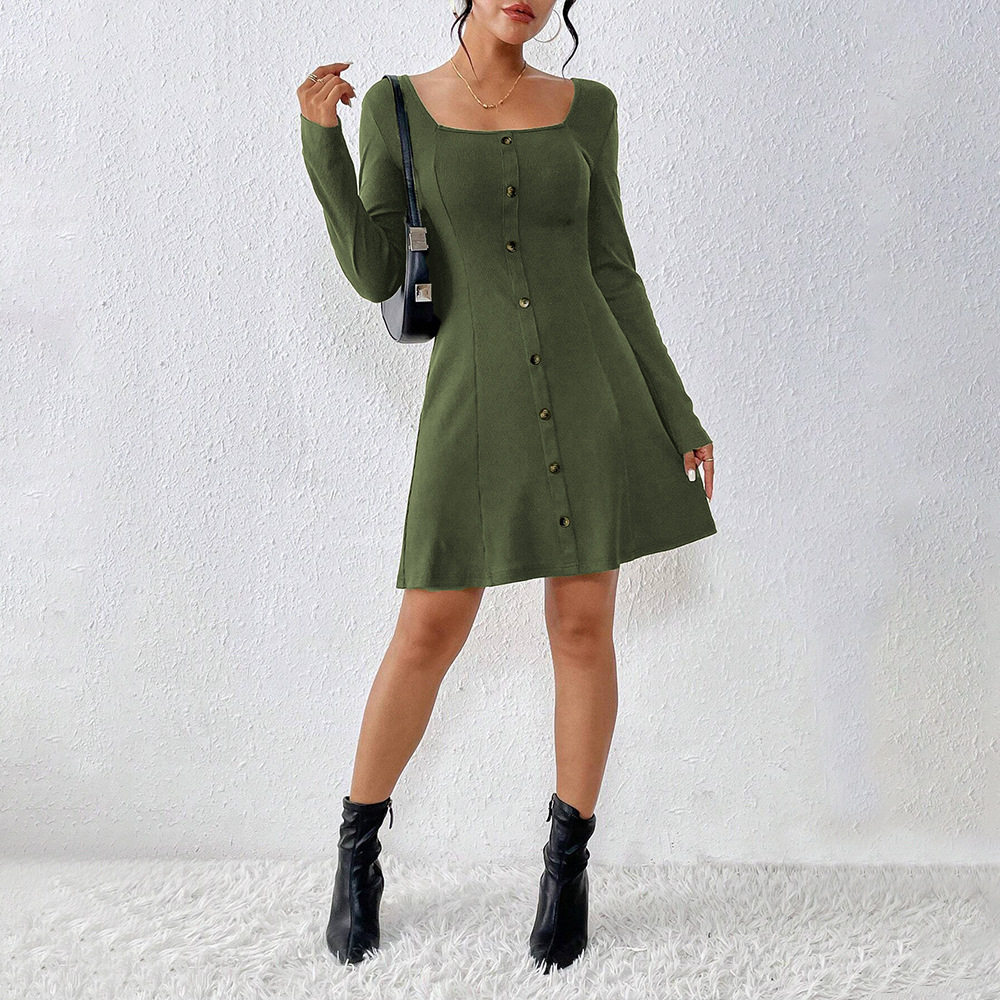 Elegant Womens Dress Minimalist Style Square Neckline Short Length Spring Summer Occasion Wholesale Available