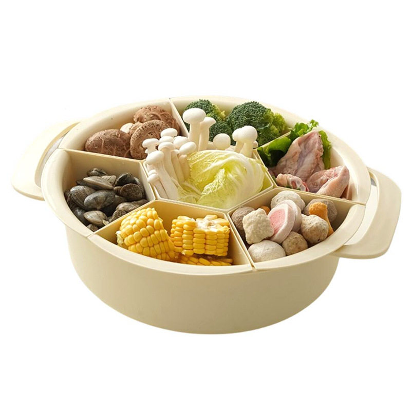 Hot Pot Plate Dish Plate Split Vegetable Plate Draining Basket Creative Tableware Plate Household Kitchen Dish Plate