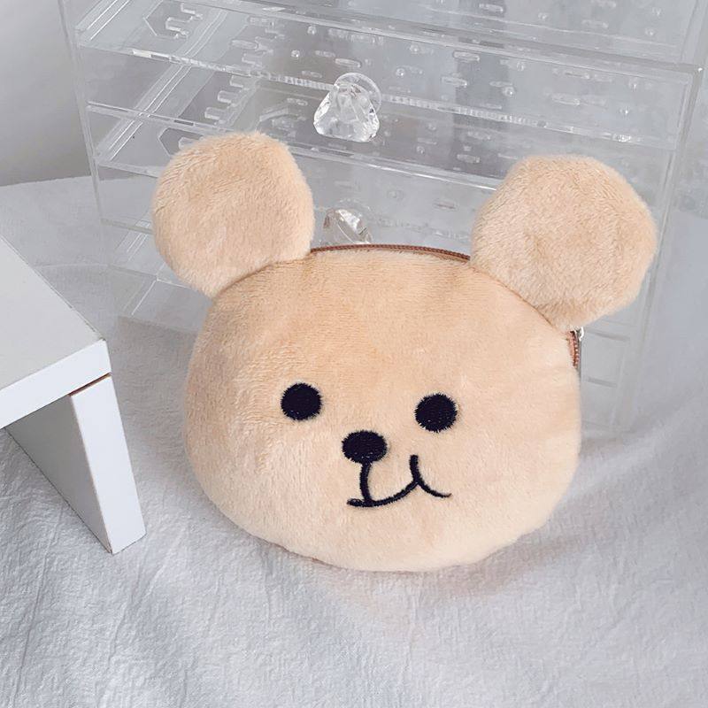 Cross-border Korean style cute crooked mouth bear coin purse plush data cable bag earphone bag coin storage bag