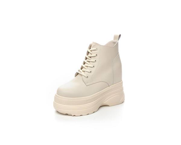 Boot Nữ Cổ Ngắn Đế Cao Khoảng 11cm Khóa Kéo Bên Hông Phong Cách Công Chúa Màu Đen, Kem