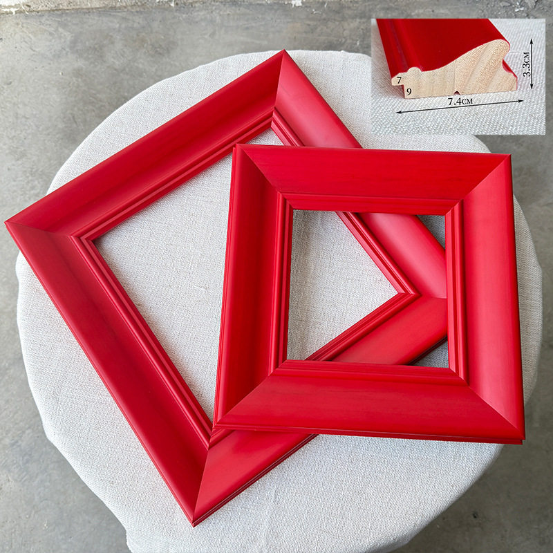Dopamine Rouge Mirror Frame Oil Painting Custom Wooden Framing Wooden Picture Frame Solid Wood Framing Self-Assembling Photo Frame Empty Frame