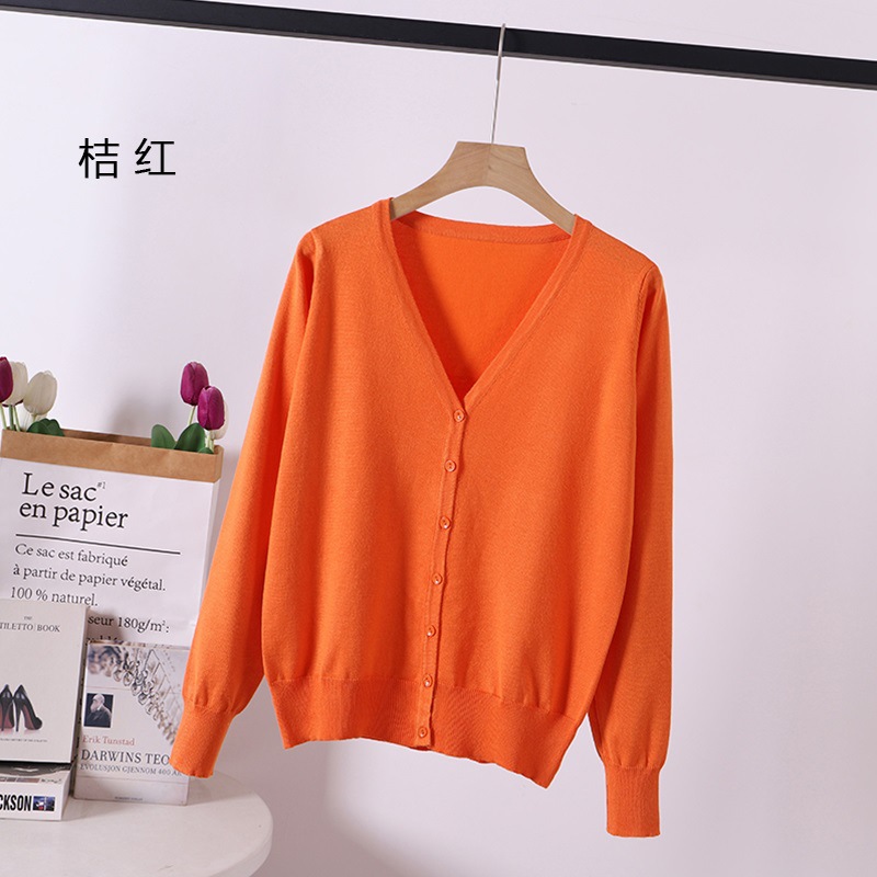 春秋新款气质针织开衫春夏宽松大码女装纯色丝光棉空调衫外套上衣