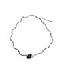 Black Oval Crystal Water Ripple Spherical Necklace Niche High-end Stitching Clavicle Chain French Light Luxury Retro Chain
