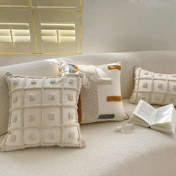 ins Modern Simple Embroidered Towel Embroidered Pillow Case Homestay Hotel Living Room Sofa Decorative Pillow Foreign Trade Cross-Border