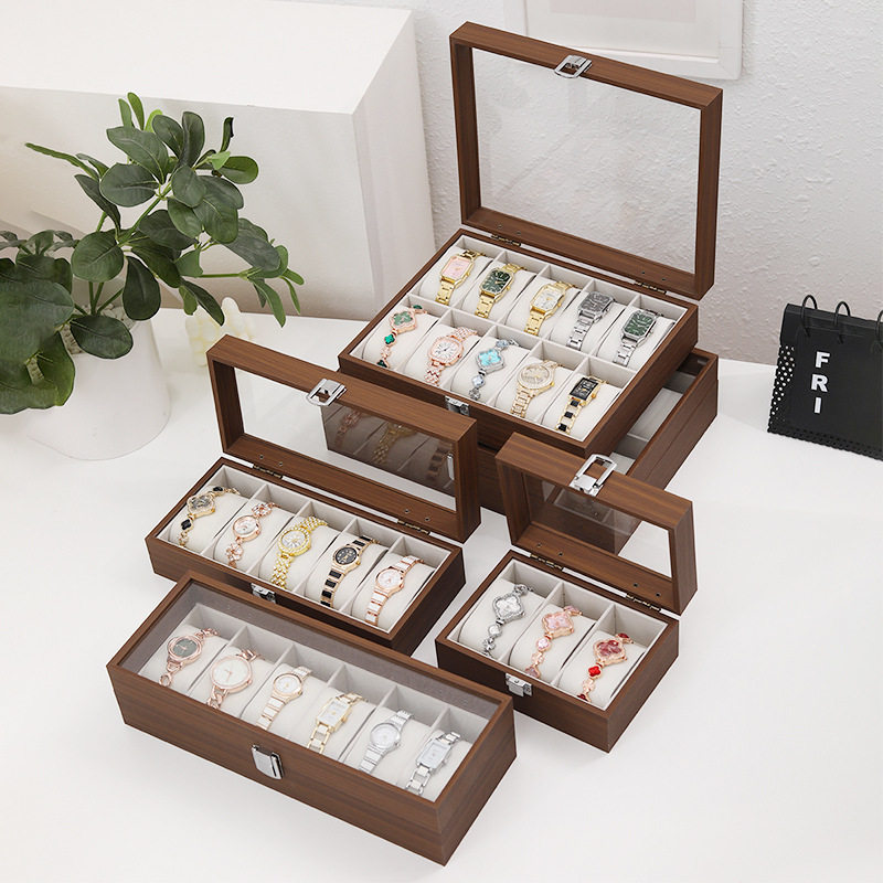 Spot Wholesale Walnut Wood Grain 5-Position Watch Storage Display Box Watch Bracelet Home Storage Wooden Box Box