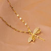 Light Luxury Stylish Cut Out Dragonfly Micro-paved Zircon Collarbone Necklace for Women