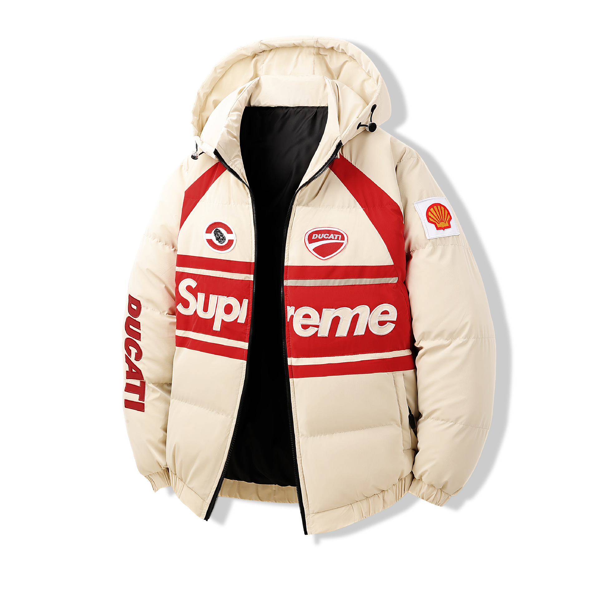 Áo Khoác Nam Chất Liệu Vải Bông Mũ Liền Thêu Họa Tiết Hoa