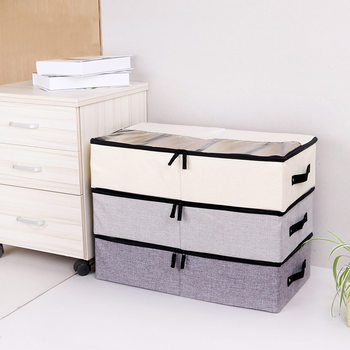Cotton and Linen Washable Foldableing Partition Dust-Proof Thickeneded Fabric Transparent Moving Bed Drawer-Type Shoe Storage Box