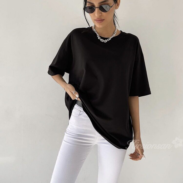 Womens Loose Fit Solid Color Short Sleeve Cotton T Shirt Casual Style Versatile Comfortable Wholesale Available