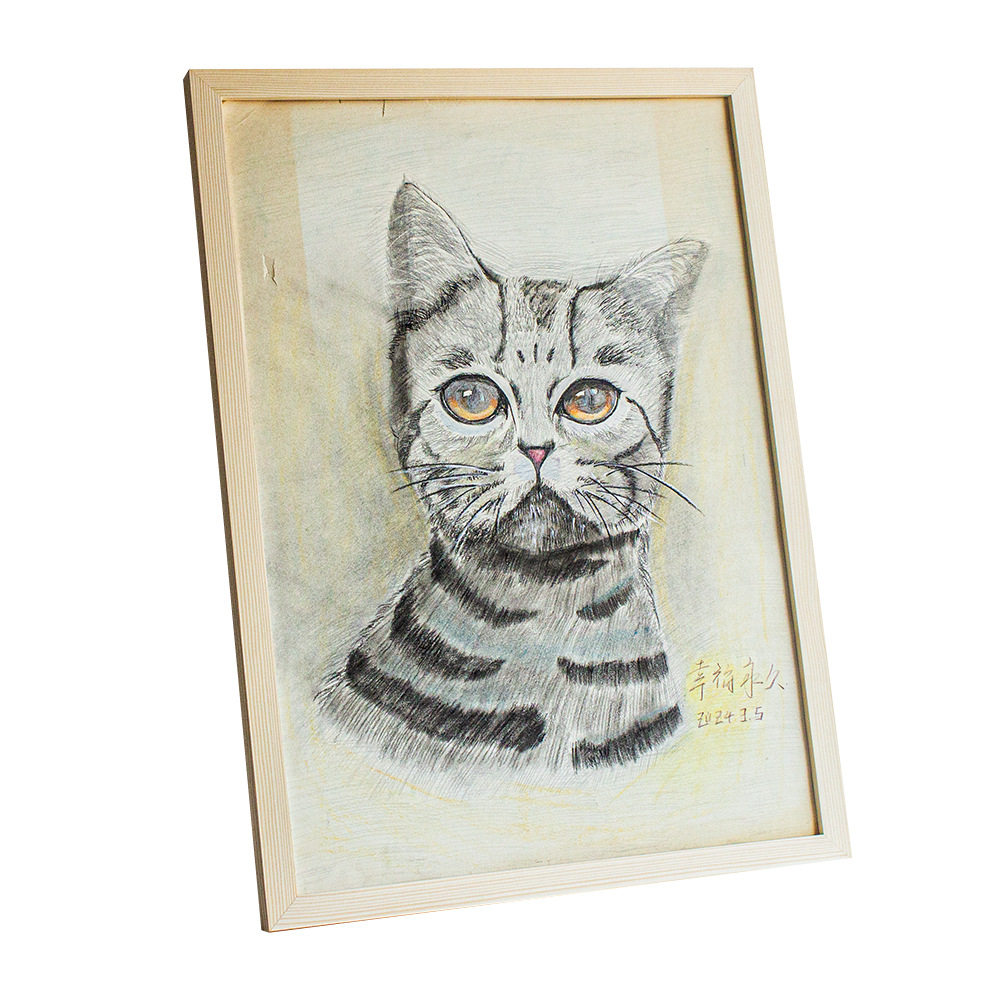 Solid wood 1 open picture frame mounting frame 2 open 4 open 8 open K simple Nordic studio school sketch gouache black and white wall hanging