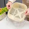 Cream Style Single Layer Drain Basket Fruit and Vegetable Washing Basket Household Thickened Storage Box Kitchen Vegetable Preparation Beige Drain Basket
