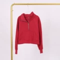 Chinese red stand collar half pull sweatshirt