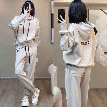 Sportswear Casual Suit Women's Spring and Autumn New Hooded Sweatshirt Loose Slimming Leggings Pants Two-Piece Set