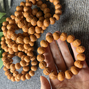 Natural Original Pile Tuhao Golden Monkey Head Pumpkin Bracelet Short Pile No Repair Small Monkey Head Bracelet American Wild Walnut 16mm