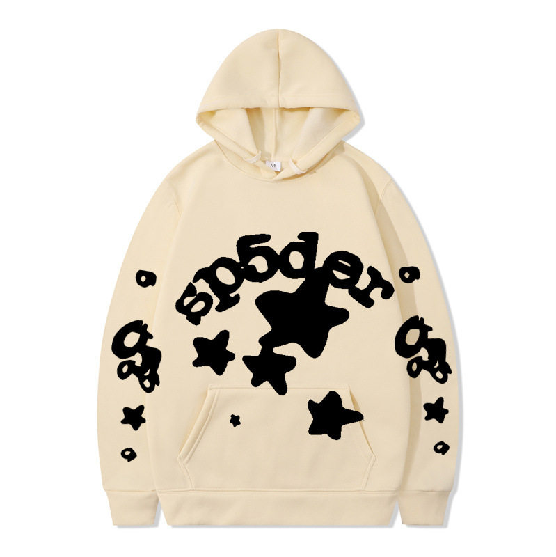跨境 SP5DER蜘蛛网印花帽衫欧美潮牌大码宽松男女款连帽卫衣