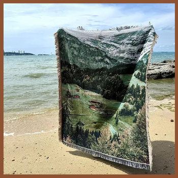 Cross-Border Tapestry Mountain Scenery Blanket Picnic Sofa Towel Tapestry Cover Blanket Jacquard Woven Blanket Woven Blanket Thread Blanket