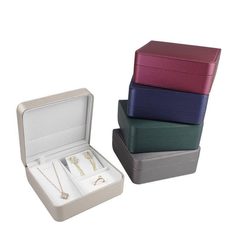 Jewelry three-piece jewelry box gift leather jewelry box pendant ring necklace box gift wedding box