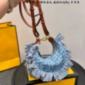 Tassel blue leather shoulder strap