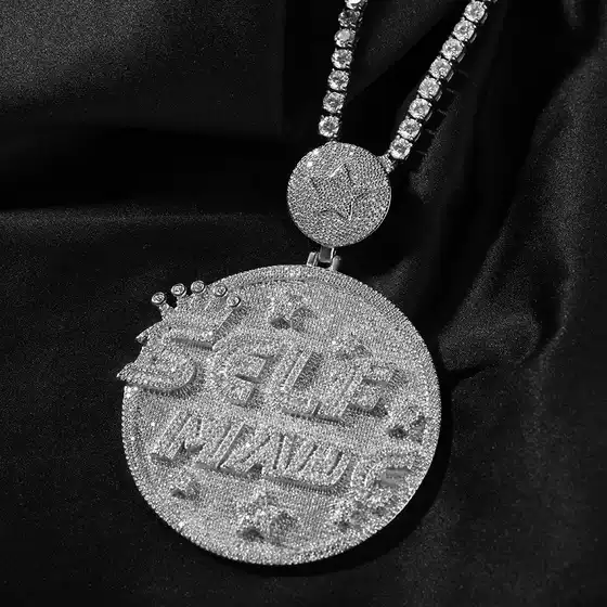 European and American Cross-Border Accessible Luxury High-End Copper Zircon Letter Self Made Round Pendant Hip-Hop Stylish Trendyy Necklace