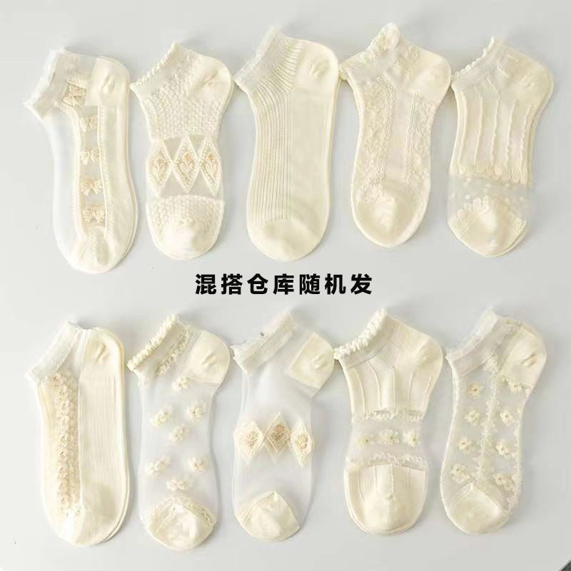诸暨纯色棉袜网眼短袜不掉跟浅口隐形透气袜子女士批发薄夏季船袜