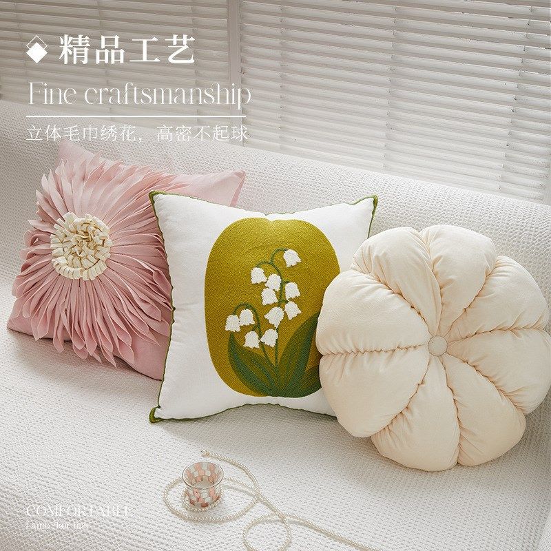 American Flower Pillow Living Room Sofa Car Cushion 3d Three-dimensional Nordic Style Pillow Office Cushion Cover