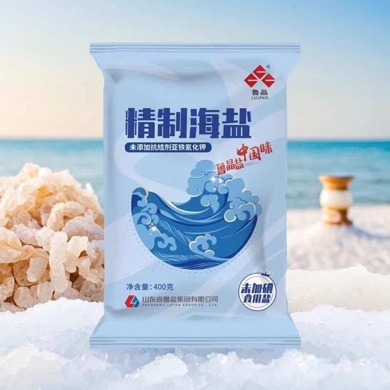 State-Owned Enterprise Produces Luzheng Refined Sea Salt 400g, Non-Iodized, No Anti-Caking Agent, Pure Table Salt, Household Salt, Whole Box Wholesale