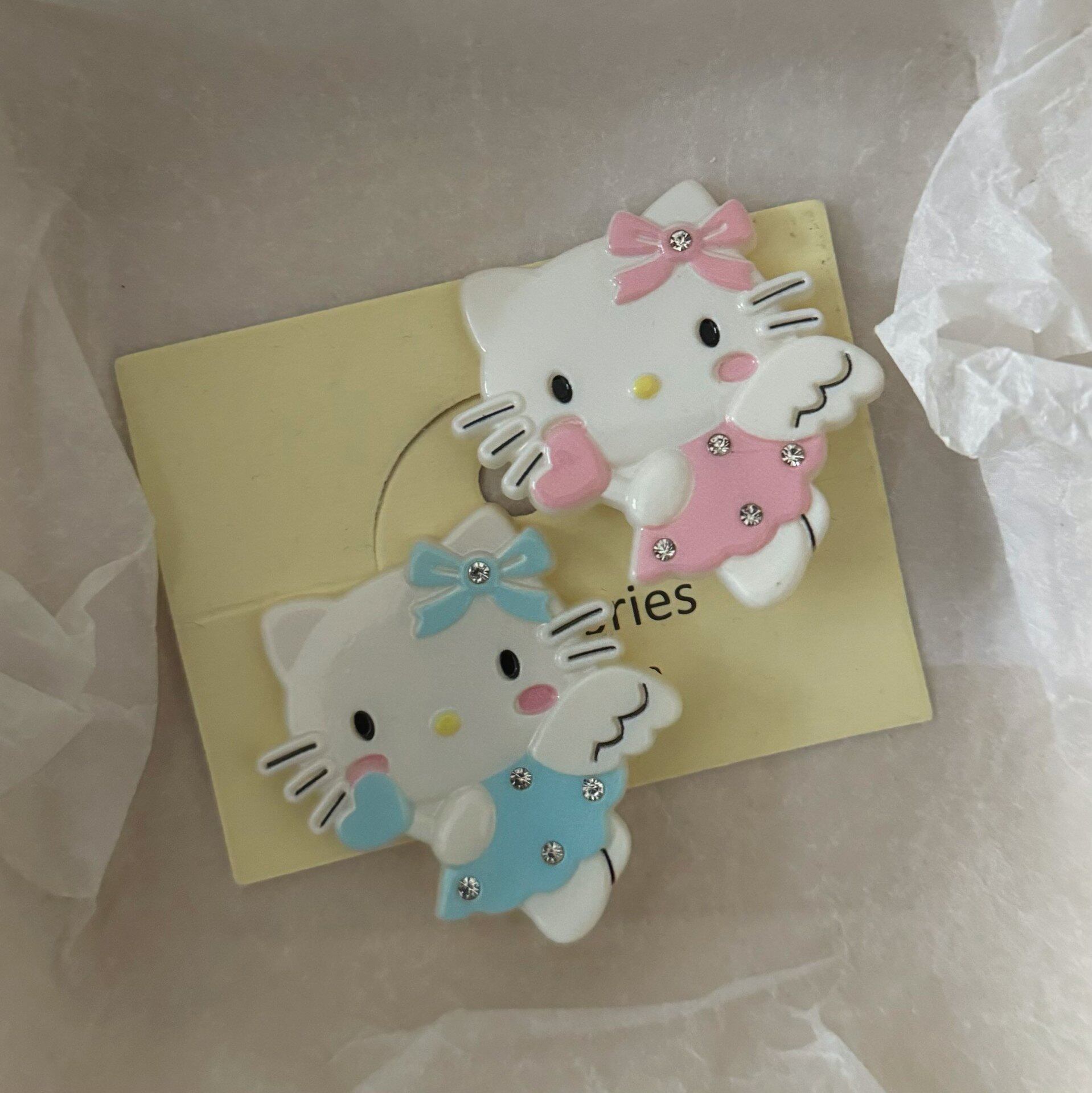 冬季新款奶油粉色猫咪翅膀发夹卡通甜美高颜值少女风刘海发卡发饰