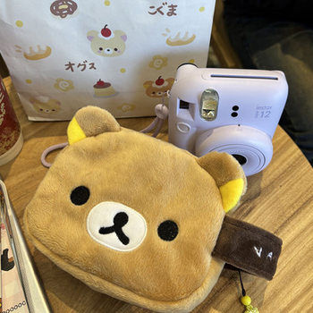 Little Red Book's Same Style Rilakkuma Storage Bag, High-Looking Cartoon Cute Storage Bag, Portable Polaroid Bag Coin Purse