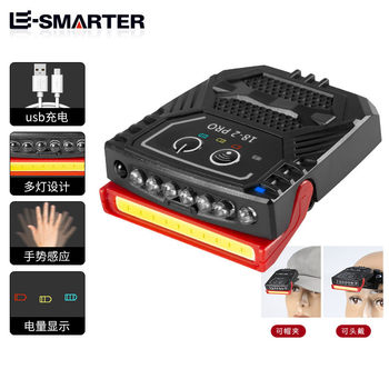 Cross-border new LED induction headlamp fishing cap clip light night fishing strong light rechargeable ultra-long endurance headwear flashlight