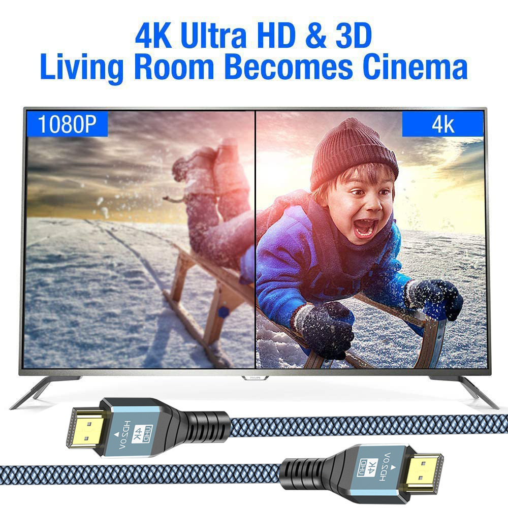 HDMI Cable Nylon Braided Aluminum Alloy 4K60 Tv Connection Cable HDMI High-Definition Cable 8K60 Monitor
