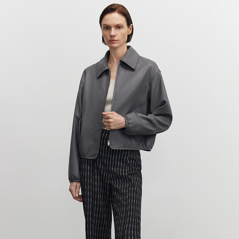 Áo Da Nữ Chất Liệu Da Bò Dáng Ôm Hàng Mùa Xuân Thu Đông