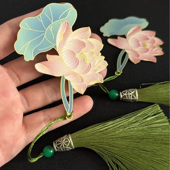 Metal Plant Leaf Vein Bookmark, Retro Classical Four-Season Plant Antique Style Lotus Bookmark, Gift for Teachers and Students on Their Birthday