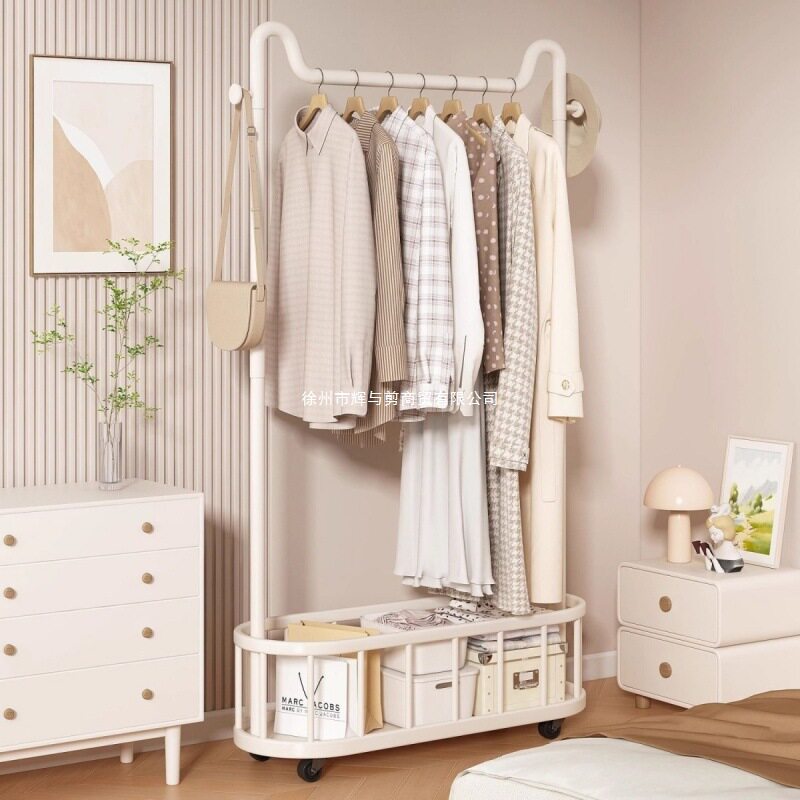 Clothes Rack Floor-Standing Vertical Clothes Rack Floor-Standing Mobile Wheeled Rental Dormitory Clothes Drying Rack Bathroom Cat Ear Coat Rack