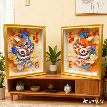 New Gourd Paper-Cut Stereo Painting Cultural and Creative Desktop Table Housewarming Gift DIY Photo Frame Painting Fulu Ornaments Decoration