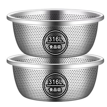 Stainless Steel Draining Basket Colander Rice Sieve Kitchen Food-Grade Rice Washing Vegetable Draining Basin Fruit Washing Strainer New Model