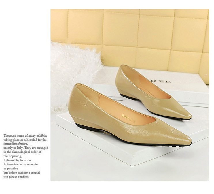 Giày Búp Bê Nữ Mũi Nhọn Da Bóng Chiều Cao Đế Khoảng 3cm Màu Đen, Nâu, Đỏ, Trắng chi tiết 29