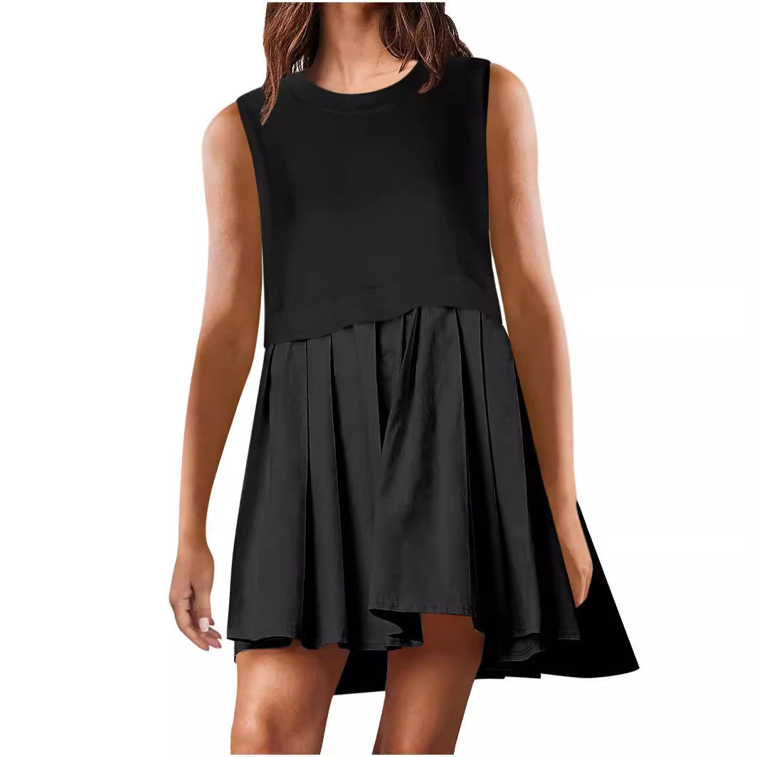 Summer Casual Sleeveless Dress Minimalist Solid Color European and American Style Perfect for Daily Wear Ready to Ship