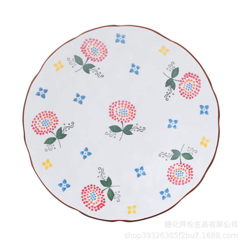 Nordic dish set creative ceramic bowl household dish soup bowl simple underglaze color ceramic tableware wholesale