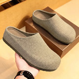 Обувь Birkenstock, мужская обувь, осенняя льняная ткань для увеличения старых денег, стиль one-step для ленивого вождения, полусапожки Baotou для отдыха