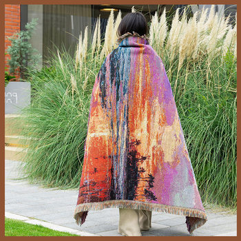 Cross-Border Export Camping Blanket Moisture-Proof Picnic Mat Jacquard Tapestry Ins Style Sofa Towel Thread Blanket Multi-Functional Sofa Blanket