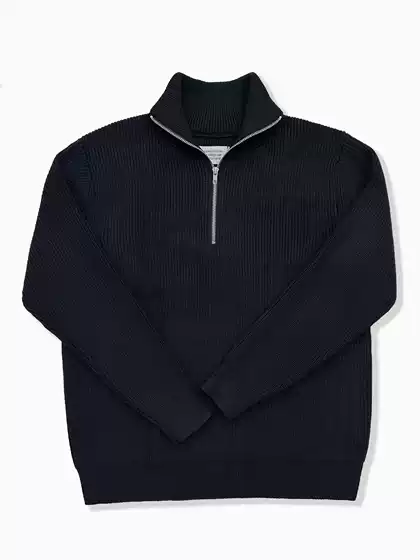 Four-Corner Half-Zip Turtleneck Sweater Wool Blend Coat Loose Lazy Style Sweater Top Unisex