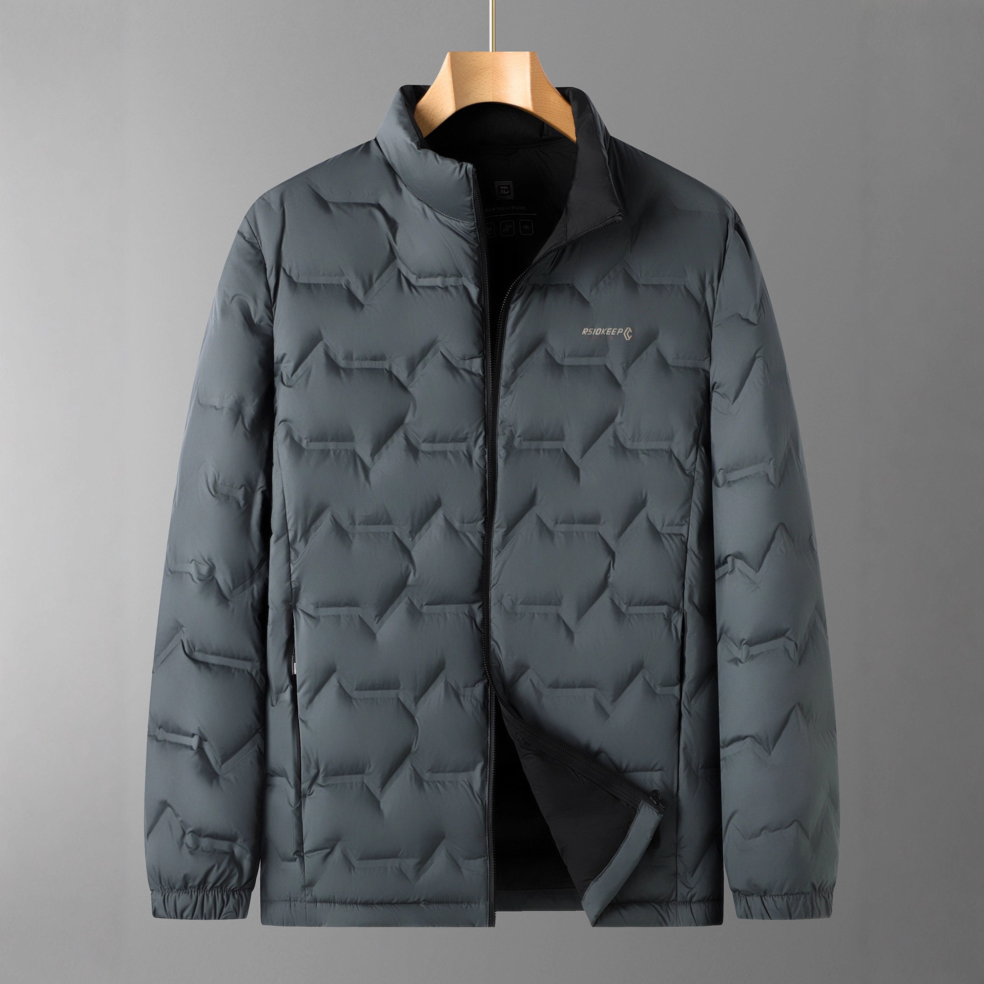 2025 Winter Men's Warm and Lightweight down Jacket Plus Fat Plus Size Fashionable Stand-Up Collar Jacket Loose and Versatile to Keep Warm