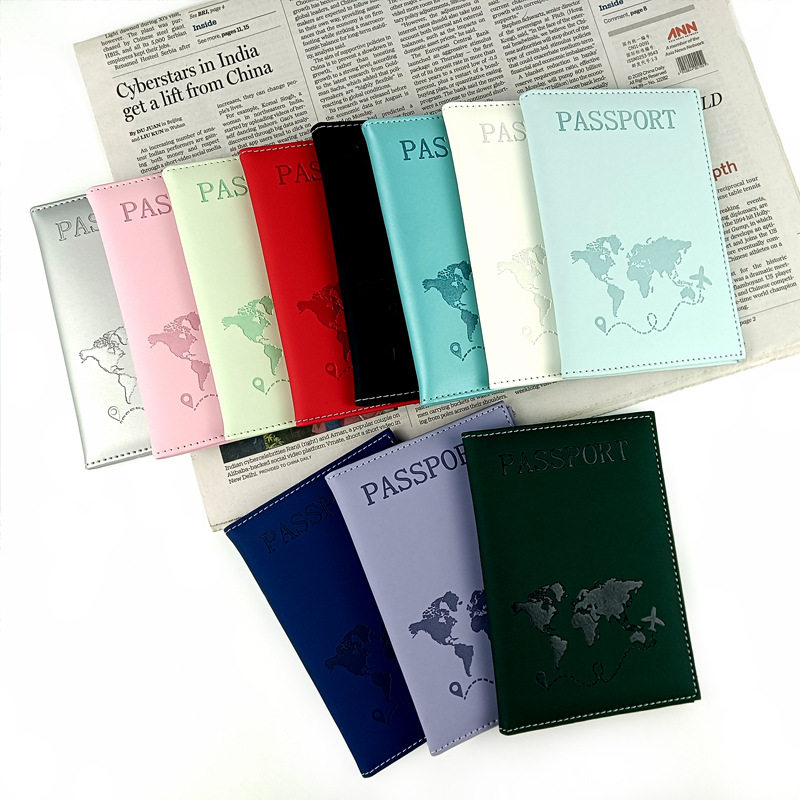 Cross-border Multicolor PU Leather Document Passbook Protective Cover Leather Edge Car Stitching Map Passbook Holder Passbook Bag