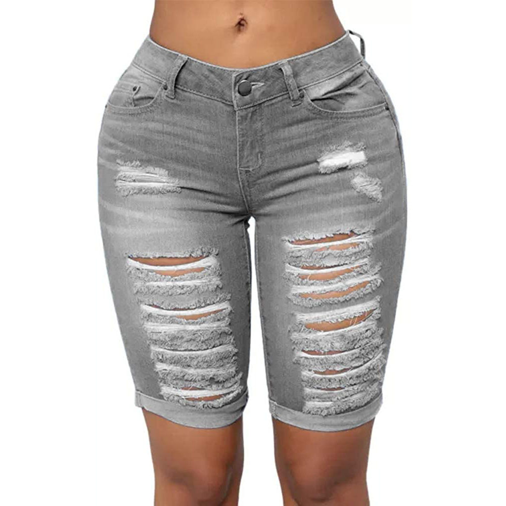 women's jeans trousers ladies short pants女破洞弹力牛仔短裤,淘宝优惠券,粉丝福利购,淘宝优惠卷