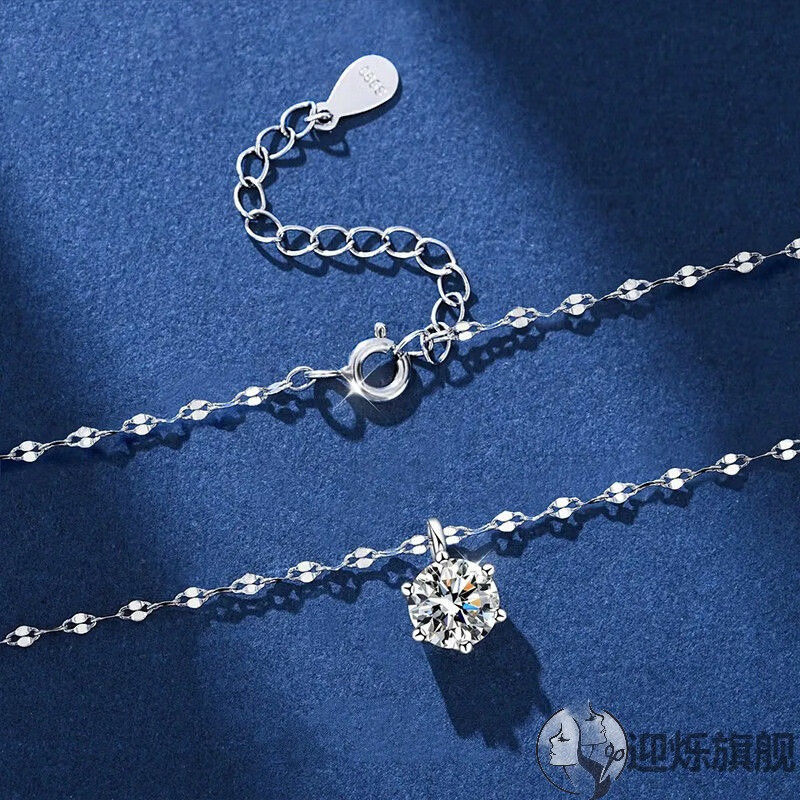 2 Carat Moissanite Necklace 925 Sterling Silver Clavicle Chain Accessible Luxury Water Drop 1 Carat Pendant as a Gift for Lover and Best Friend