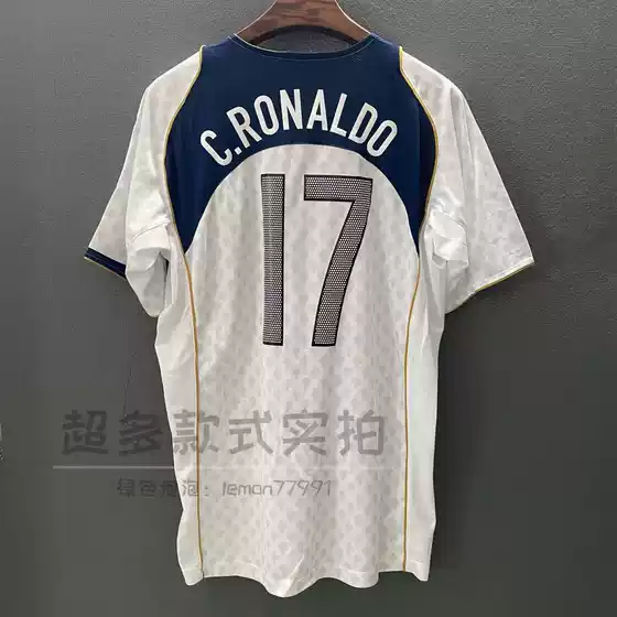 99% praise 2004 Portugal away white retro jersey short sleeve No.17 Ronaldo cross-border football uniform wholesale