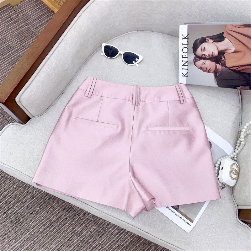 Áo khoác nữ dáng dài phối quần culottes, chất liệu sợi pha mềm mại, túi nổi và dây rút eo — Quần culottes màu hồng sáp (không có thắt lưng), Áo khoác màu hồng sáp