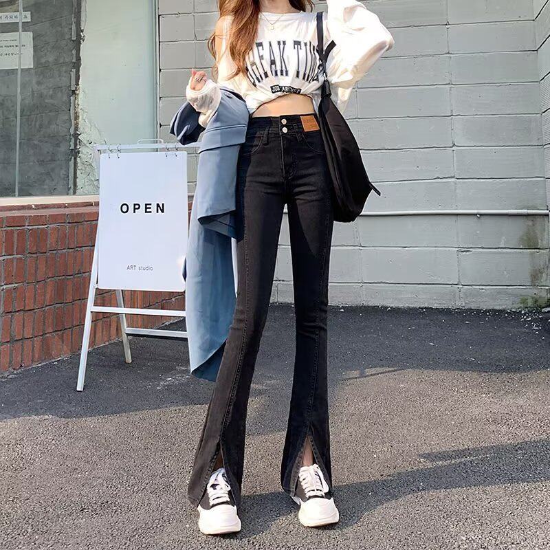 High Waisted Wide Leg Jeans for Women Slim Fit Flared Hem Trendy Korean Style Fall Winter Fashion Wholesale