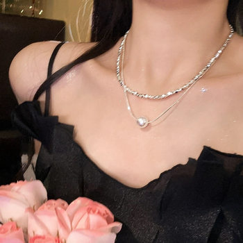Broken Silver Pearl Double-layer Necklace Women's Summer High-end Design All-match Clavicle Chain 2024 New Explosions Accessories
