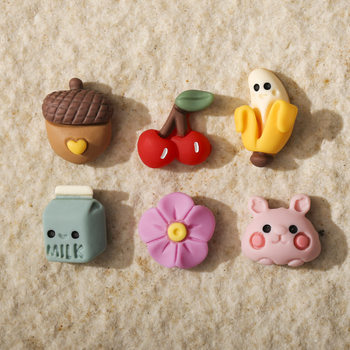 Nail art painted milk box Banana doll cartoon cute pig red cherry small color resin three-dimensional jewelry diamond